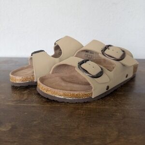 Fitory Women's Memory Foam Adjustable Cork Bed Slip-On Sandals Two Strap Sz 8